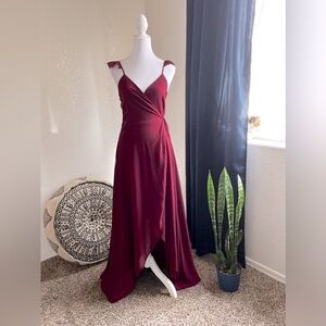 Lulus burgundy, high low wrap around.